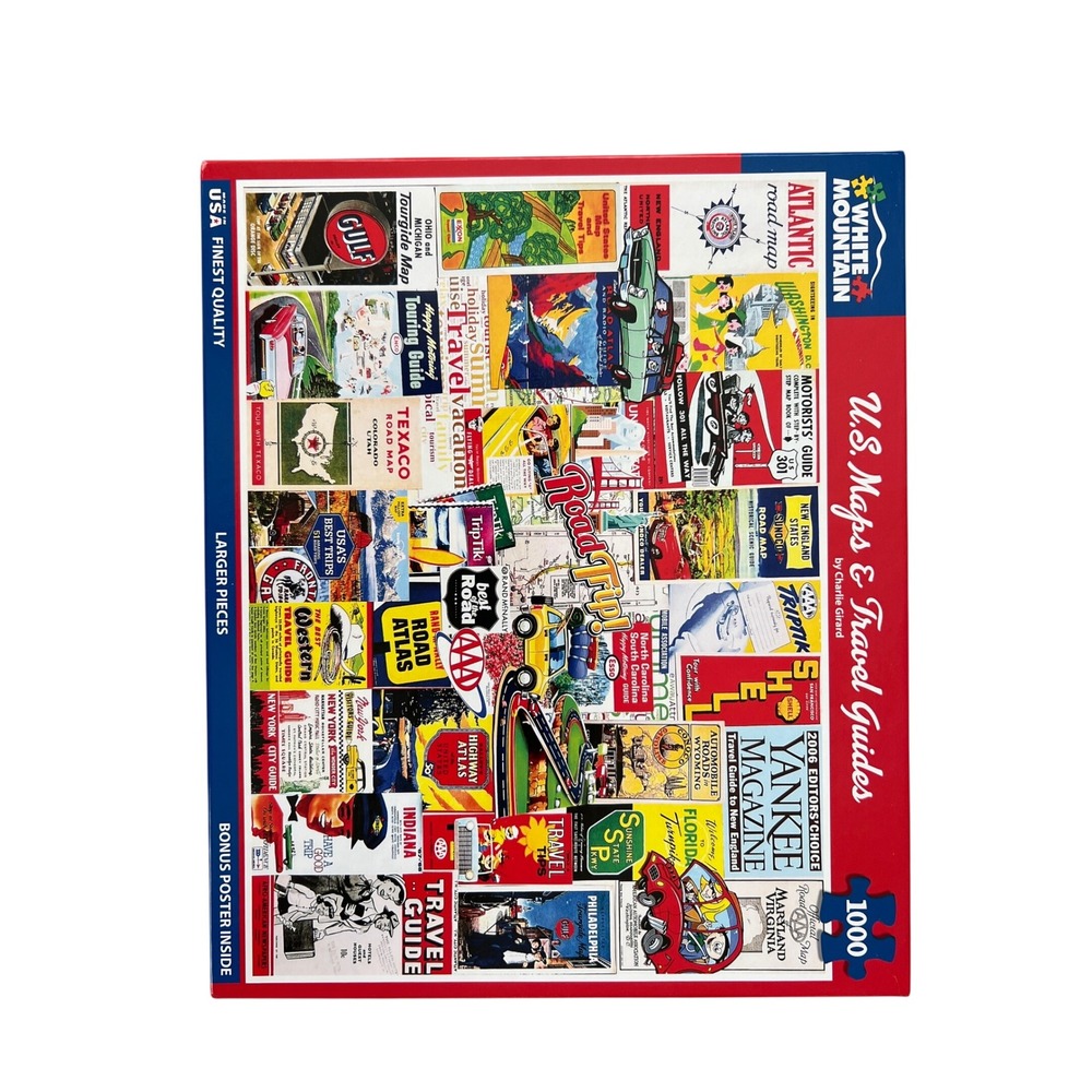 White Mountain US Maps & Travel Guides 1000 Piece Jigsaw Puzzle Complete